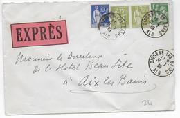 1939 - PAIX + IRIS - ENVELOPPE EXPRES De DIVONNE LES BAINS (AIN) => AIX LES BAINS - 1932-39 Peace