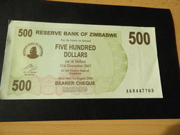 Bank Of Simbabwe  500 Dollars 2006 - Simbabwe