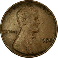 Monnaie, États-Unis, Lincoln Cent, Cent, 1950, U.S. Mint, Philadelphie, TTB - 1909-1958: Lincoln, Wheat Ears Reverse