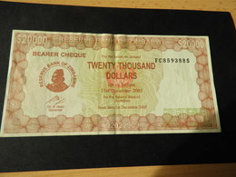 Bank Of Simbabwe  20.000 Dollars 2003 - Simbabwe