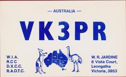 QSL Card Amateur Radio Funkkarte 1982 Australia Australie Kangaroo Emu Leongatha Victoria - Radio Amateur