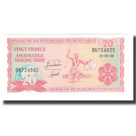 Billet, Burundi, 20 Francs, 1988, 1988-05-01, KM:27b, NEUF - Burundi