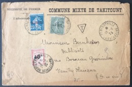 Algérie N°10 Et 14 Sur Lettre (TAKITOUNT), TAD (type B4) PERIGOTVILLE, Constantine 1925 - Taxe N°50 - (B1809) - Cartas & Documentos