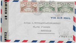 GUADELOUPE - 1945 - SERIE DE LONDRES - ENVELOPPE Par AVION Avec CENSURE De POINTE A PITRE => MARSEILLE - Lettres & Documents