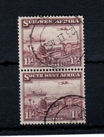 South West Africa - Used, SWA, Train, Ocean Liner And Plane, Pair, 1936 - Südwestafrika (1923-1990)