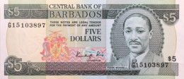 Barbados 5 Dollars, P-37 (1986) - About Uncirculated - Barbados (Barbuda)