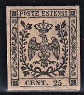 ITALIA ANTICHI STATI MODENA 1852 C.25 CAMOSCIO NUOVO GOMMA INTEGRA MNH** PERIZIATO VACCARI QUALITA' LUSSO CV €1.000 - Modena