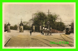 BRADFORD, UK - MANNINGNAM PARK GATES - ANIMATED WITH PEOPLES & TRAMWAY - - Bradford