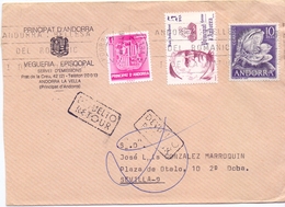 RACCOMANDATA COVER ANDORRA PRINCIPATO 1984 BELLES   (MAGG20314) - Vicariato Episcopale