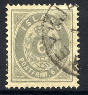ICELAND 1876 Definitive 6 Aur. Perforated 14:13½, Used.  Michel 7A - Gebruikt