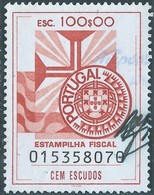 PORTUGAL Portogallo,Revenue Stamp Tasse Taxes,100$00Esc, Used - Usado