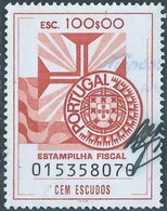 PORTUGAL Portogallo,Revenue Stamp Tasse Taxes,100$00Esc, Used - Oblitérés