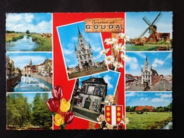 Netherlands, Circulated Postcard, "GOUDA, Groeten Uit Gouda", Multi Views - Gouda