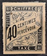 COLONIES FRANCAISES 1884 - MLH - YT 10 - Chiffre Taxe 40c - Strafportzegels