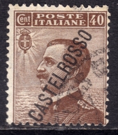 COLONIE ITALIANE CASTELROSSO 1924 SOPRASTAMPATO D'ITALIA ITALY OVERPRINTED CENT.  40c USATO USED OBLITERE' - Castelrosso