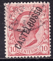 COLONIE ITALIANE CASTELROSSO 1924 SOPRASTAMPATO D'ITALIA ITALY OVERPRINTED CENT. 10c USATO USED OBLITERE' - Castelrosso