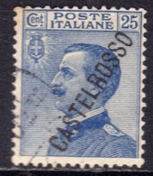 COLONIE ITALIANE CASTELROSSO 1924 SOPRASTAMPATO D'ITALIA ITALY OVERPRINTED CENT. 25c USATO USED OBLITERE' - Castelrosso