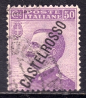 COLONIE ITALIANE CASTELROSSO 1924 SOPRASTAMPATO D'ITALIA ITALY OVERPRINTED CENT. 50c USATO USED OBLITERE' - Castelrosso