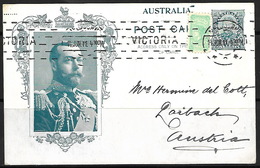 Australia, Victoria, 1911, King George Coronation Postcard, Uprated, Sent To Ljubljana  (Slovenia), Minimal Crease Right - Storia Postale