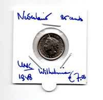 NEDERLAND 25 CENT 1948 WILHELMINA UNCIRCULATED - 25 Centavos