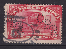 United States Perfin Perforé Lochung 2x 'CBR' 1912 Mi. 5 Parcel Post Paketmarke Postal Train Postzug (2 Scans) - Zähnungen (Perfins)