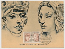 Carte Maximum - 30 F FRANCE / AMERIQUE LATINE - Paris 1956 - 1950-1959