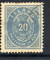 ICELAND 1882 20 Aurar Grey-blue Perforated 14 X 13½, Fine Used. Michel 14Aa, SG 22a. - Used Stamps