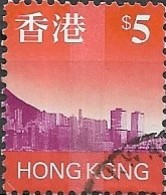 HONG KONG 1997 Hong Kong Skyline - $5 - Mauve And Orange FU - Gebruikt