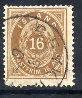 ICELAND 1886 16 Aurar Brown Perforated 14 X 13½, Fine Used. Facit 13c, SG 17a . - Gebraucht