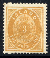 ICELAND 1891 3 Aurar Yellowish-buff Perforated 14 X 13½,  Michel 12A, SG 20c - Nuovi