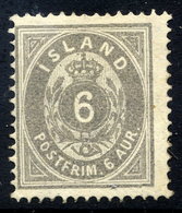 ICELAND 1886 6 Aurar Lilac-grey Perforated 14 X 13½, Fine Unused With Small Part Gum. Michel 7A - Neufs