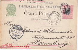 Brazil. Card Send To HAMBURG, Via LISBOA 1898 - Brieven En Documenten