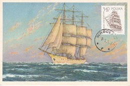 Carte Maximum  Ship Bateau Pologne Voilier - Cartes Maximum