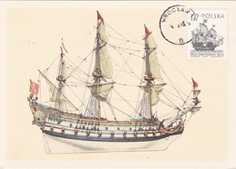 Carte Maximum  Ship Bateau Pologne Voilier - Cartes Maximum