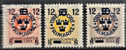 SWEDEN 1916 - Canceled - Sc# B7, B8, B9 - Used Stamps