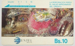Entel Bolivia Bs. 10 Mascaras De Danzantes ,Carnaval De Ororu - Bolivie