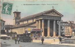 78-SAINT-GERMAIN-EN-LAYE- L'EGLISE , STATION DU TRAMWAY - St. Germain En Laye (Kasteel)