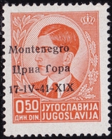 440 ** Montenegro 1941 – Re Pietro C. 50 Arancio Con Soprastampa N. 14A. Cert. E. Diena. Cat. € 3000,00. SPL - Montenegro