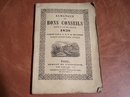 ALMANACH Des Bons Conseils , 1850, Environ 100 Pages - Petit Format : ...-1900