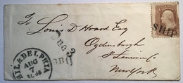 ST JOHNS PUERTO RICO 1863 „SHIP“+DUE 3+ PHILADELPHIA Cds Cover US 1861 3c >Ogdinsburgh New York(cover USA Ship Mail - Puerto Rico