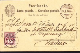 1894 Incoming Mail. Schweizer PK Aus Rorschach Nach Vaduz. Mit Ankunftsstempel - ...-1912 Préphilatélie