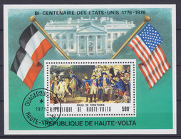 Upper Volta 1976 Block 44 Miniature Sheet American Independence Unabhängigkeit Kapitulation Der Hessen Flags (Used) - Haute-Volta (1958-1984)