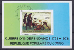 Congo Brazzaville 1976 Block 10 Miniature Sheet American Independence Unabhängigkeit Schlacht Battle Of Lexington (Used) - Haute-Volta (1958-1984)