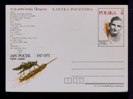 JAN POCEK 1917-1971 Phoet Ludowy POLSKA Postal Stationery 1971 Food Alimentation Agricole Grains Insects Faune Gc4885 - Agriculture