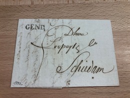 Pli De Gend Griffe Linéaire 26 Avril 1822 Vers Schiedam Grande Fraicheur Du Document!!! - 1815-1830 (Holländische Periode)