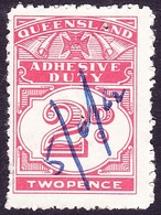 Queensland 2d Carmine Stamp Duty Revenue Stamp FU - Revenue Stamps