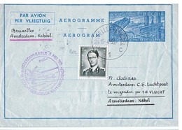 België 1955 Aerogram Brussel Amsterdam Kaboel - Luchtpostbladen