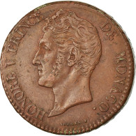 Monnaie, Monaco, Honore V, 5 Centimes, Cinq, 1837, Monaco, TTB, Cuivre - 1819-1922 Honoré V, Charles III, Albert I