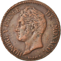 Monnaie, Monaco, Honore V, 5 Centimes, Cinq, 1837, Monaco, TTB, Cuivre - 1819-1922 Onorato V, Carlo III, Alberto I