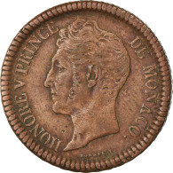 Monnaie, Monaco, Honore V, Decime, 1838, Monaco, TB+, Cuivre, Gadoury:105 - Charles III.